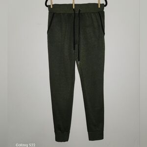 🦋 Olive Green Jogger Pants with Black Accents And Pockets